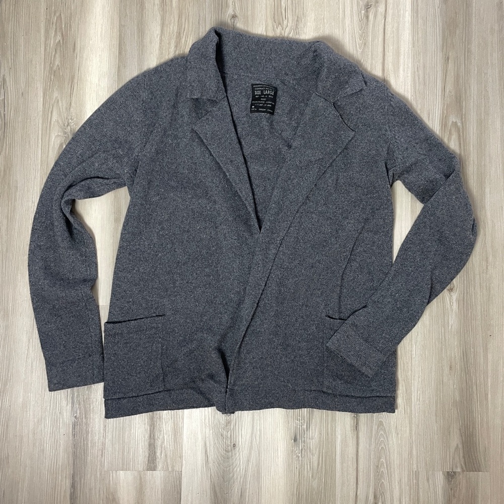 AllSaints Spitalfields Men's Holmes Open Front Grey Knit Cardigan Size Large